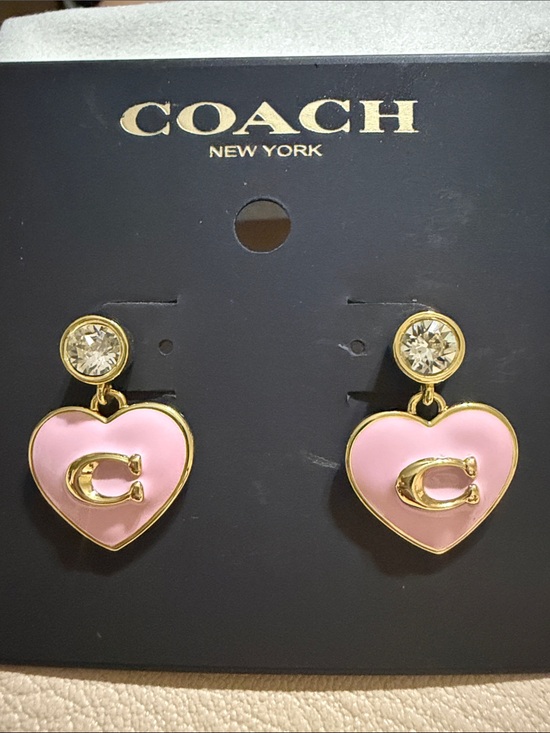 Coach Jewelry - COACH Pink Signature Heart Drop Earrings (19)